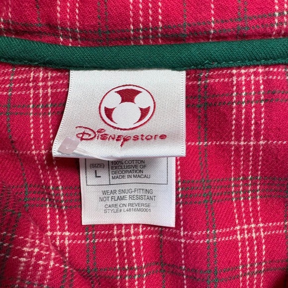 Disney Mickey Mouse Plaid Flannel Pajama Set Women's Size Large Red Sleepwear - Picture 8 of 13